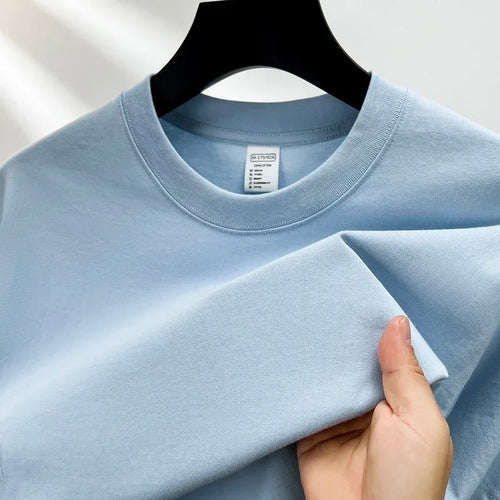 100% Pure Cotton Summer High-end Brand Men's Short Sleeve Round Neck