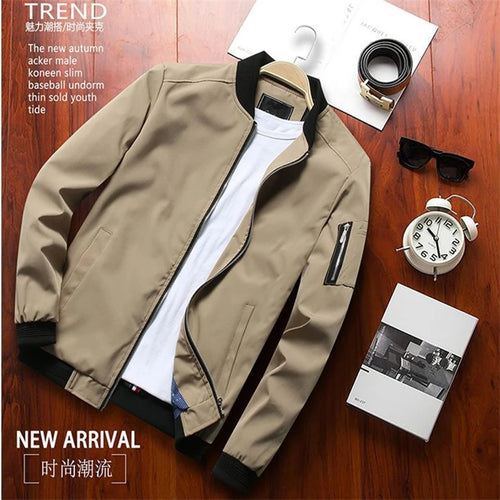 Men Bomber Jacket Thin Slim Long Sleeve baseball Jackets Mens