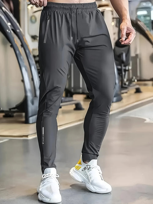 Men's High Elastic Zipper Pocket Trousers Lightweight Drawstring