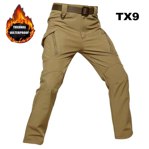 Men's City Cargo Autumn Winter Fleece Softshell Hiking Pants Fishing