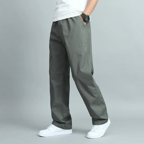 Big Size Men's Casual Cotton Trousers Loose Fit Straight Pants Multi