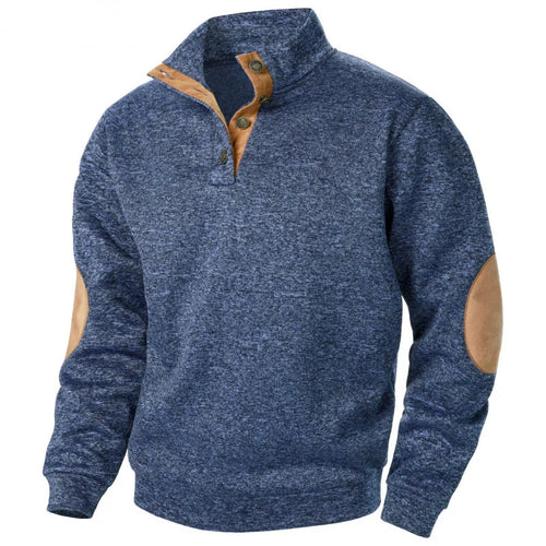 Men's Autumn Sweatshirt Patchwork Contrast Color Hoodies Stand Collar