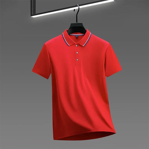 2025 New Men's Casual Solid Color Short Sleeved Polo Shirt Summer