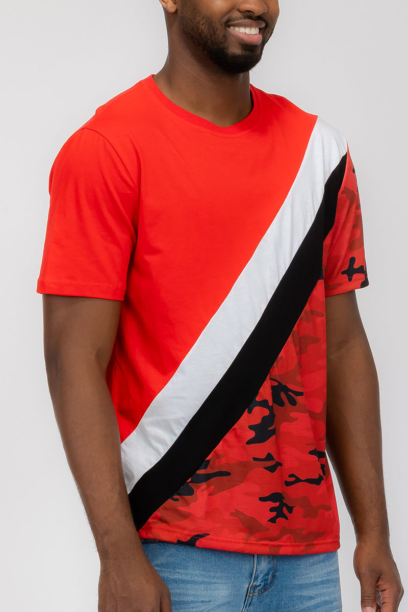 HALF CAMO COLOR BLOCK TSHIRT