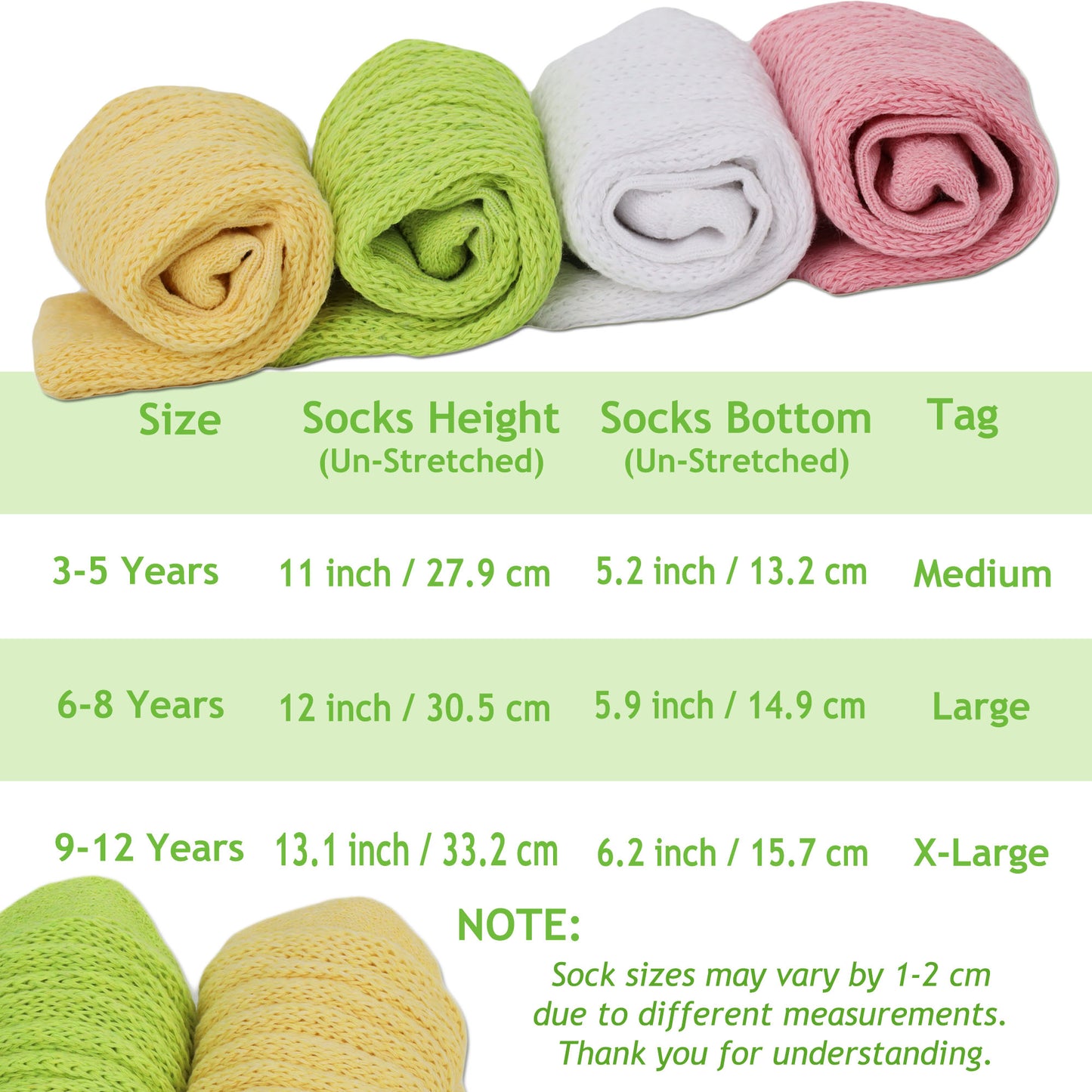 White Kids Slouch Socks 1 Pair 3 to 15 Years Old