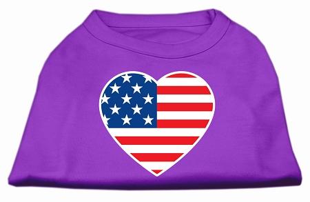 Mirage Pet Products 51-133 LGPR American Flag Heart Screen Print Shirt