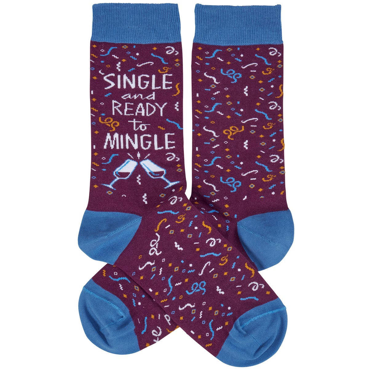 Single and Ready To Mingle Socks | Wine and Confetti Illustration |