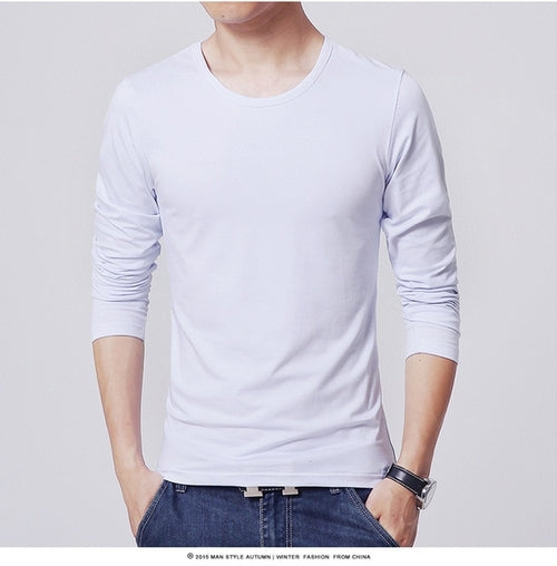 Mens Slim Fit Shirts Long Sleeve | Tee Shirt Long Sleeve Male Black -