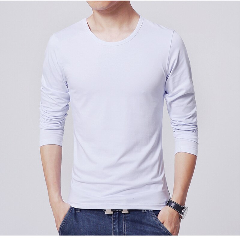 Mens Slim Fit Shirts Long Sleeve | Tee Shirt Long Sleeve Male Black -