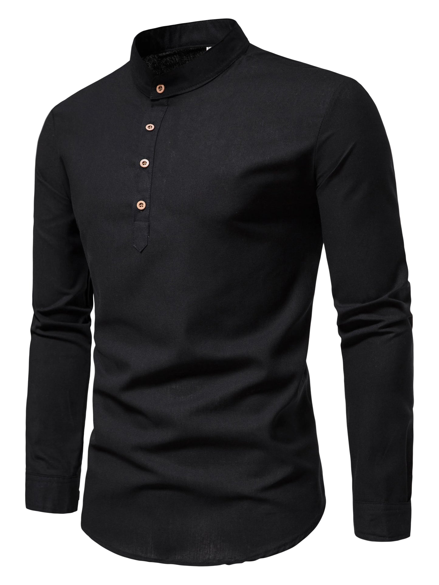 Spring and autumn men's pure cotton solid color shirts, elegant