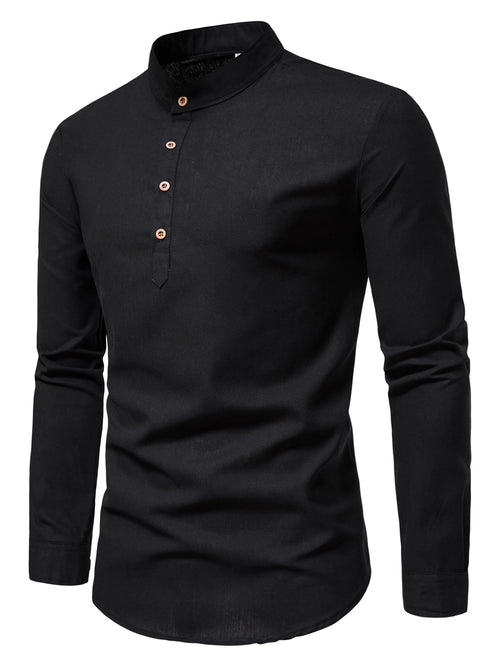 Spring and autumn men's pure cotton solid color shirts, elegant