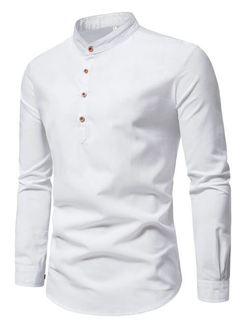 Spring and autumn men's pure cotton solid color shirts, elegant