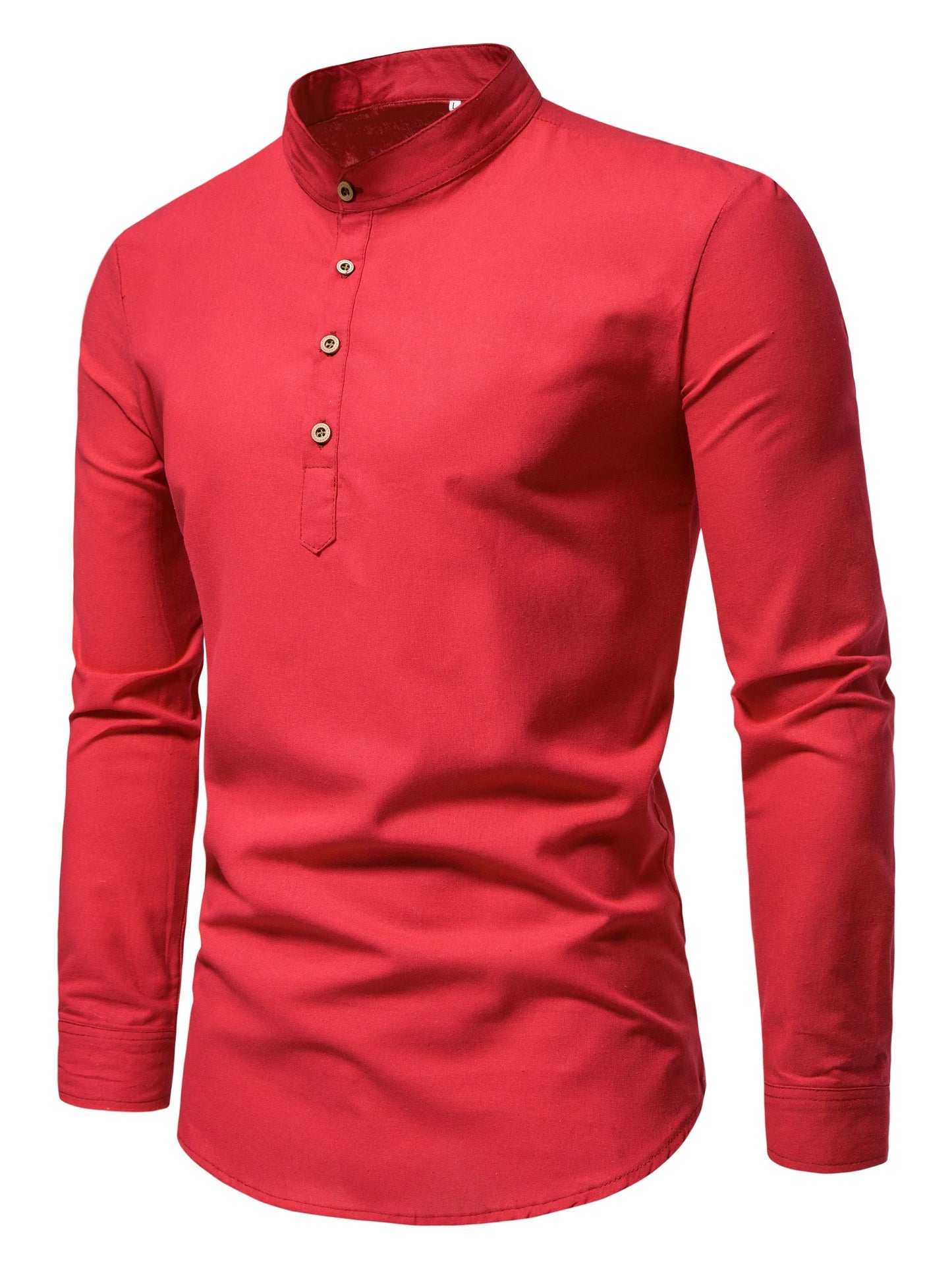 Spring and autumn men's pure cotton solid color shirts, elegant