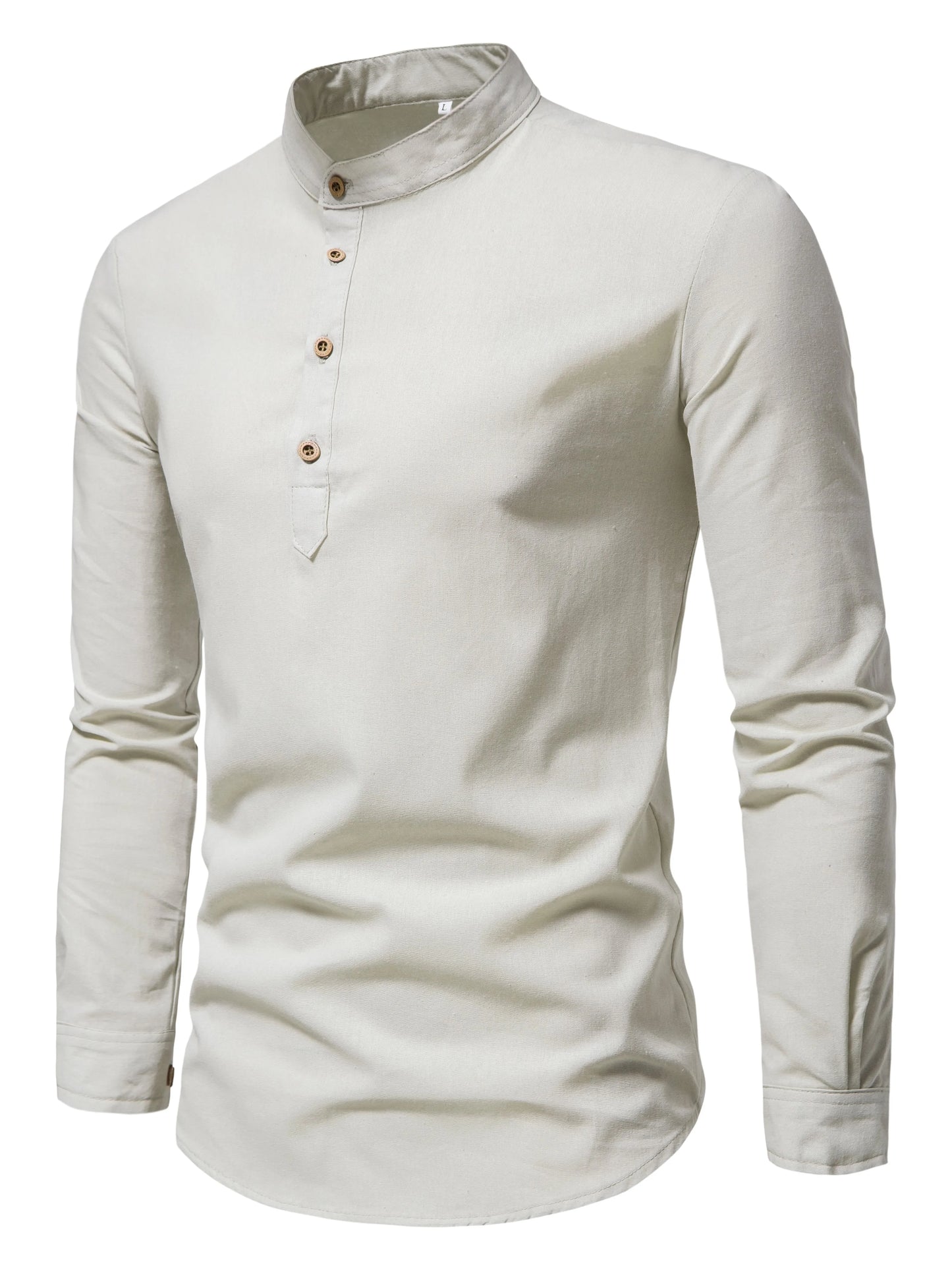 Spring and autumn men's pure cotton solid color shirts, elegant