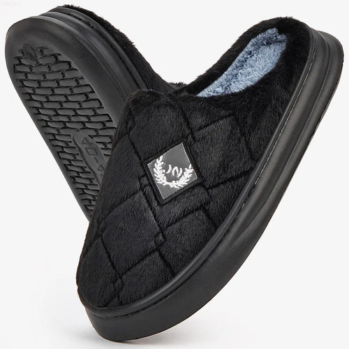 Men's House Slippers Furry Plaid cozy EVA Memory Foam Lightweight
