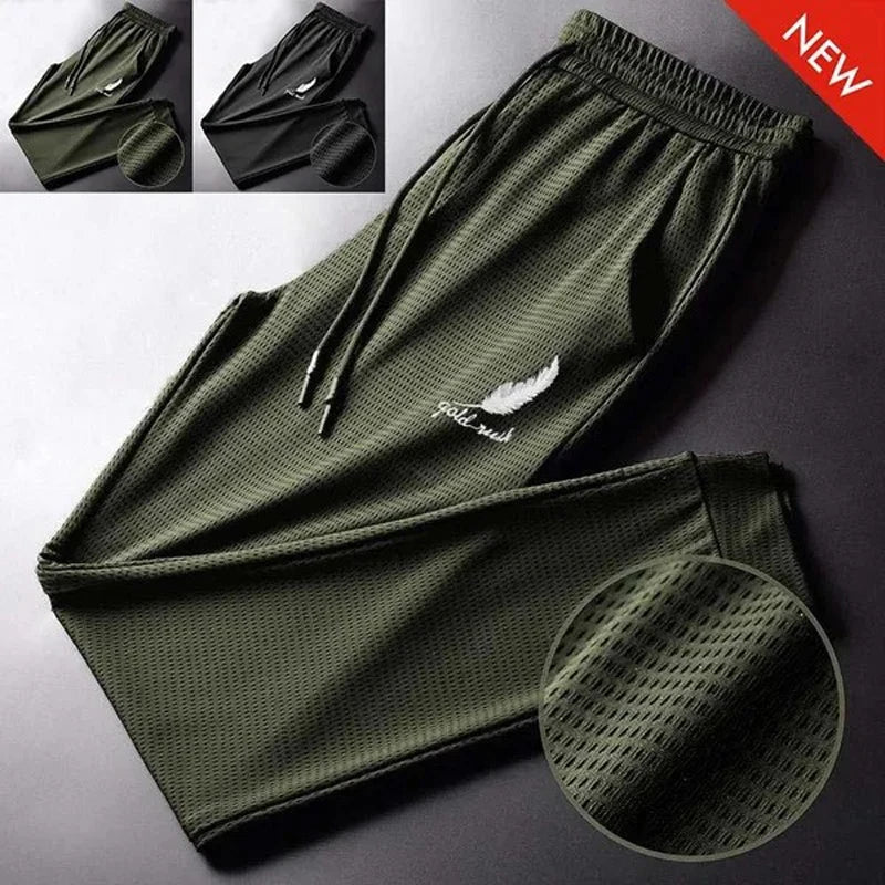 Men's Summer Ice Silk Pants Mesh Breathable Casual Thin Quick Dry