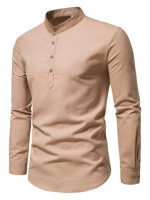 Spring and autumn men's pure cotton solid color shirts, elegant