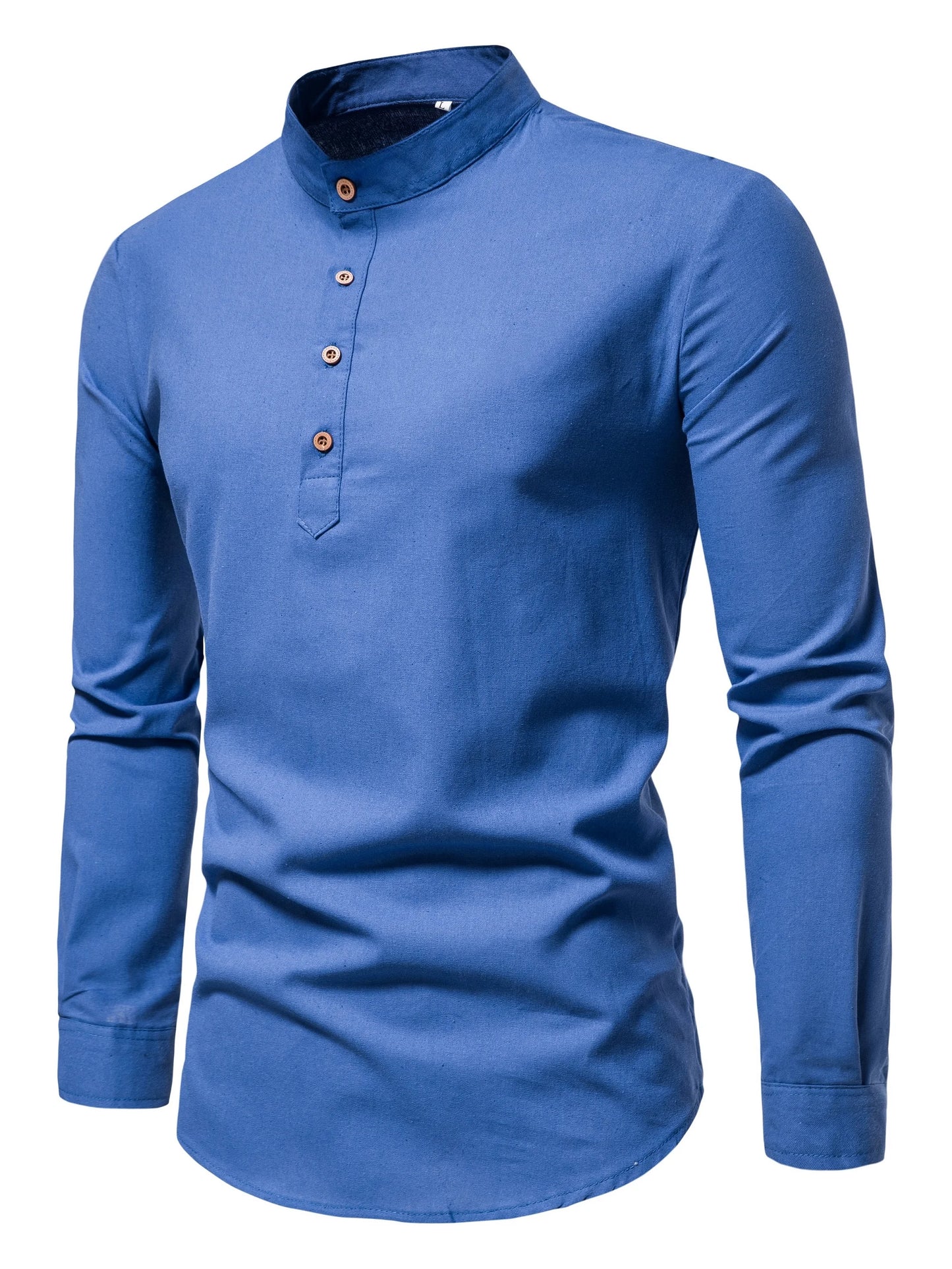 Spring and autumn men's pure cotton solid color shirts, elegant
