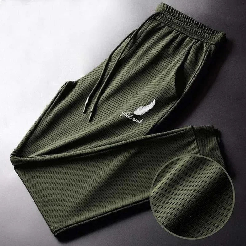 Men's Summer Ice Silk Pants Mesh Breathable Casual Thin Quick Dry