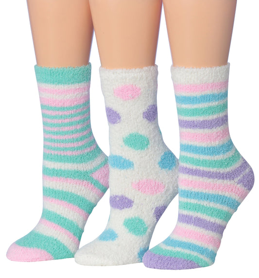 Tipi Toe Women's 3-Pairs Winter Snoflakes Anti-Skid Soft Fuzzy Crew