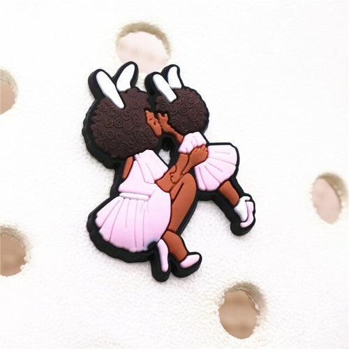 Fashion 1pcs Black Educated Queen Pvc Shoe Charms Accessories Lucky