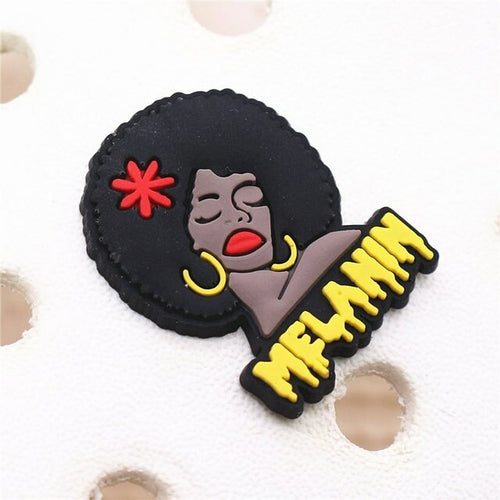 Fashion 1pcs Black Educated Queen Pvc Shoe Charms Accessories Lucky