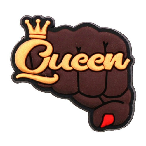 Fashion 1pcs Black Educated Queen Pvc Shoe Charms Accessories Lucky