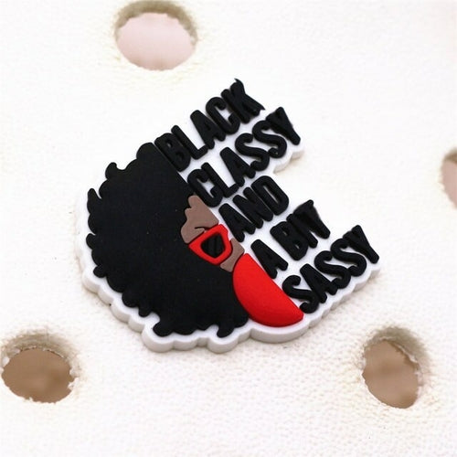 Fashion 1pcs Black Educated Queen Pvc Shoe Charms Accessories Lucky