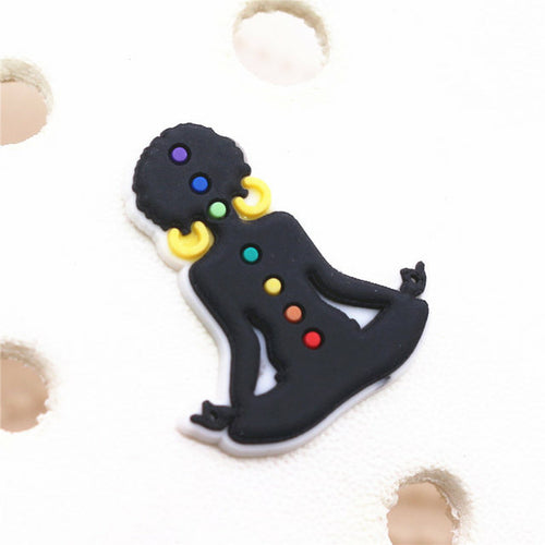 Fashion 1pcs Black Educated Queen Pvc Shoe Charms Accessories Lucky