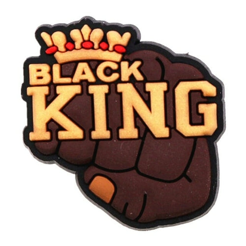 Fashion 1pcs Black Educated Queen Pvc Shoe Charms Accessories Lucky