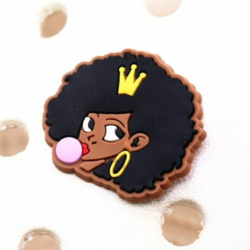Fashion 1pcs Black Educated Queen Pvc Shoe Charms Accessories Lucky