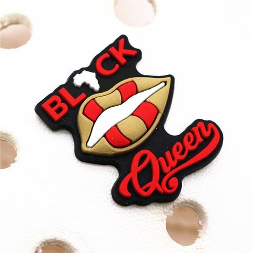 Fashion 1pcs Black Educated Queen Pvc Shoe Charms Accessories Lucky