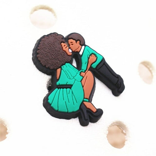Fashion 1pcs Black Educated Queen Pvc Shoe Charms Accessories Lucky