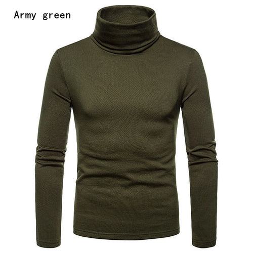Autumn Winter Mens Turtleneck Sweaters Casual Thermal Long Sleeve Slim