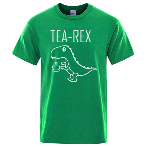 Men Women T-Shirts Tea Rex Funny Dinosaur Drink Coffee T Shirts