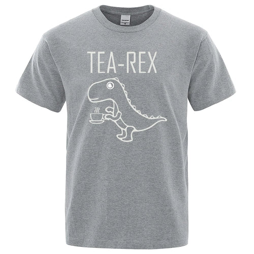 Men Women T-Shirts Tea Rex Funny Dinosaur Drink Coffee T Shirts