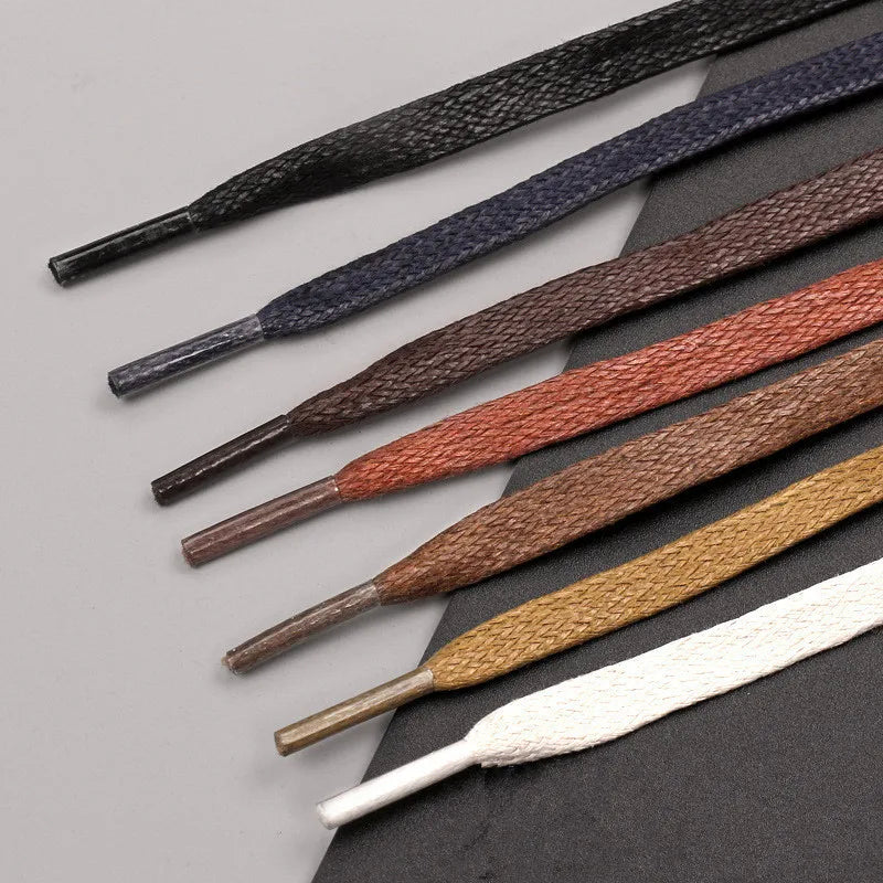 1Pair Waxed Flat Shoelaces Leather Waterproof Casual Shoes Laces