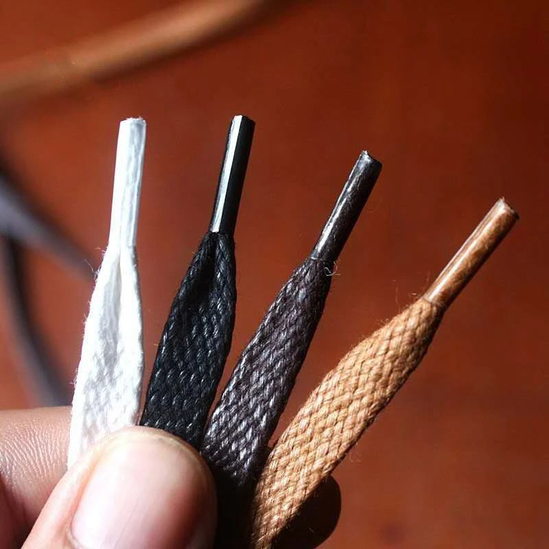 1Pair Waxed Flat Shoelaces Leather Waterproof Casual Shoes Laces
