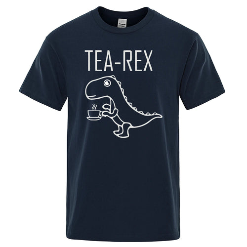 Men Women T-Shirts Tea Rex Funny Dinosaur Drink Coffee T Shirts