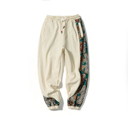 Spring Autumn Fashion Plus Size Casual Pants Men Clothing Embroidery