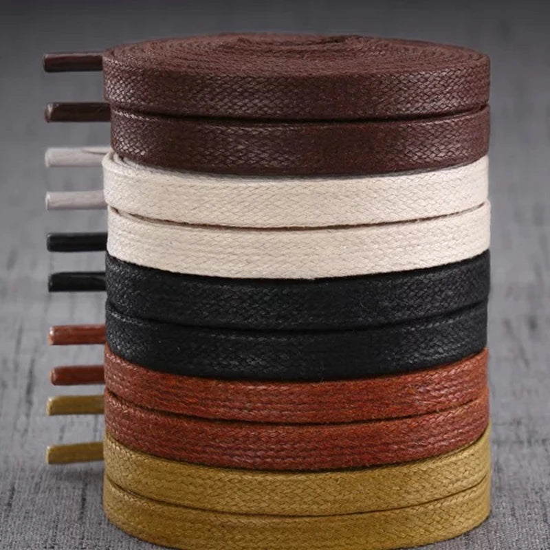 1Pair Waxed Flat Shoelaces Leather Waterproof Casual Shoes Laces