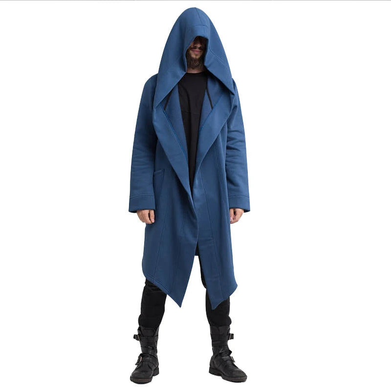 Men's Winter Hooded Cardigan Trench Coat Streetwear Solid Color