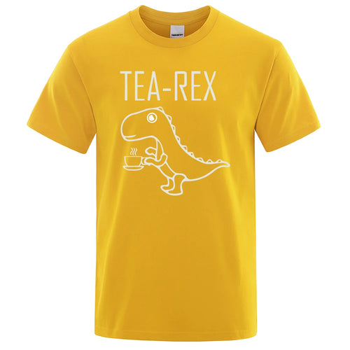 Men Women T-Shirts Tea Rex Funny Dinosaur Drink Coffee T Shirts