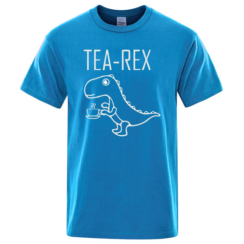 Men Women T-Shirts Tea Rex Funny Dinosaur Drink Coffee T Shirts