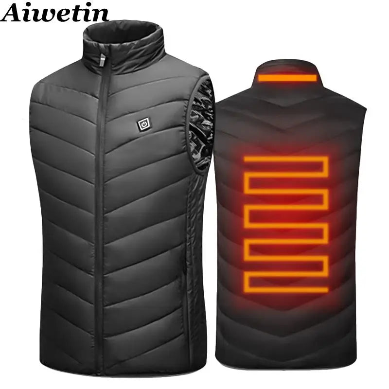 Men USB Infrared 17 Heating Areas Vest Jacket Men Winter Electric