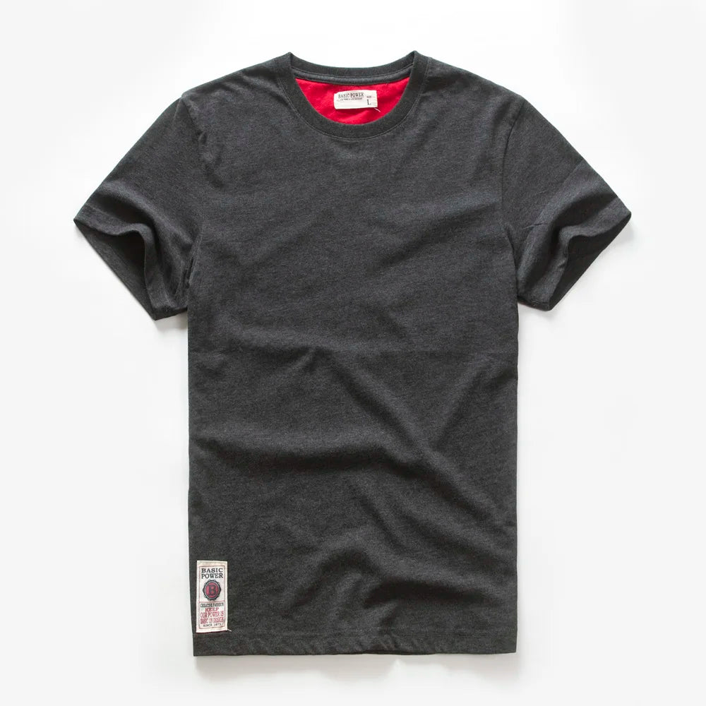 New Summer Men's t-shirt Cotton Solid T shirt Men Causal O-neck Basic