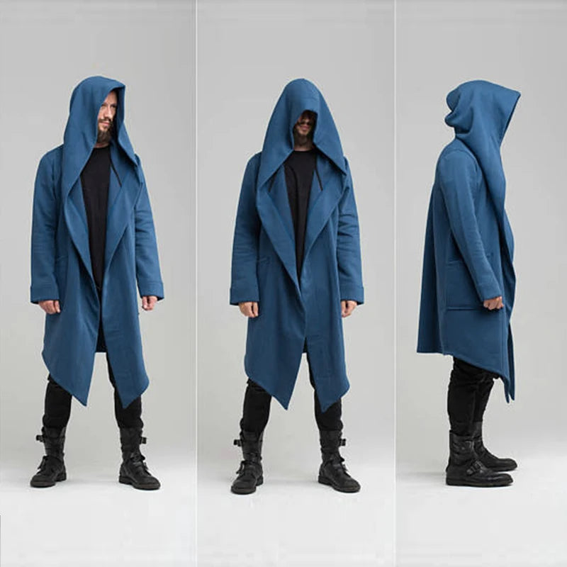 Men's Winter Hooded Cardigan Trench Coat Streetwear Solid Color