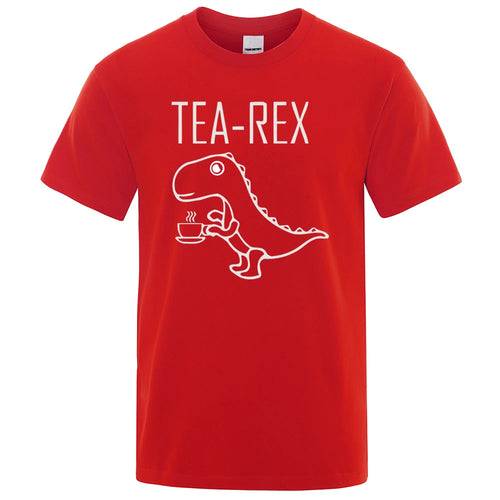 Men Women T-Shirts Tea Rex Funny Dinosaur Drink Coffee T Shirts