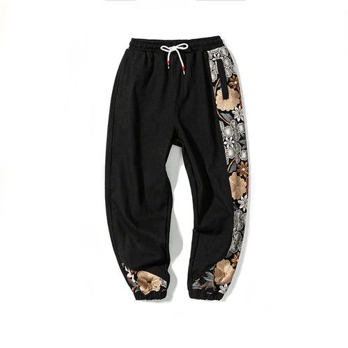 Spring Autumn Fashion Plus Size Casual Pants Men Clothing Embroidery
