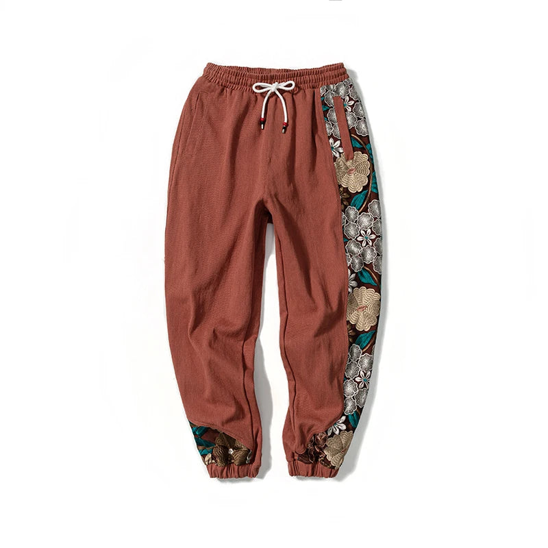 Spring Autumn Fashion Plus Size Casual Pants Men Clothing Embroidery